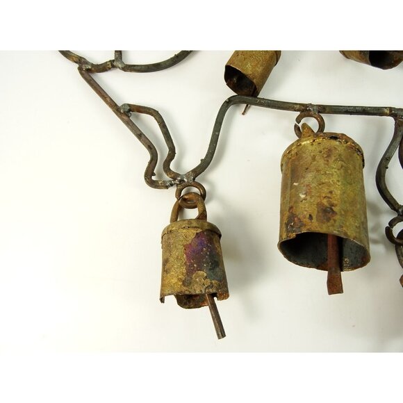 Vintage Folk Art Cat Wind Chimes Rustic Decor Metal Art 13in - Picture 6 of 8